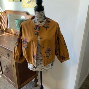 Ivy Jane Corduroy Floral Jacket - Mustard